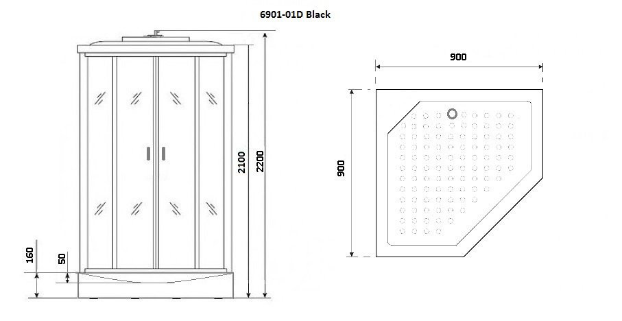 Душевая кабина 90x90х220см Niagara NG-6901-01D BLACK