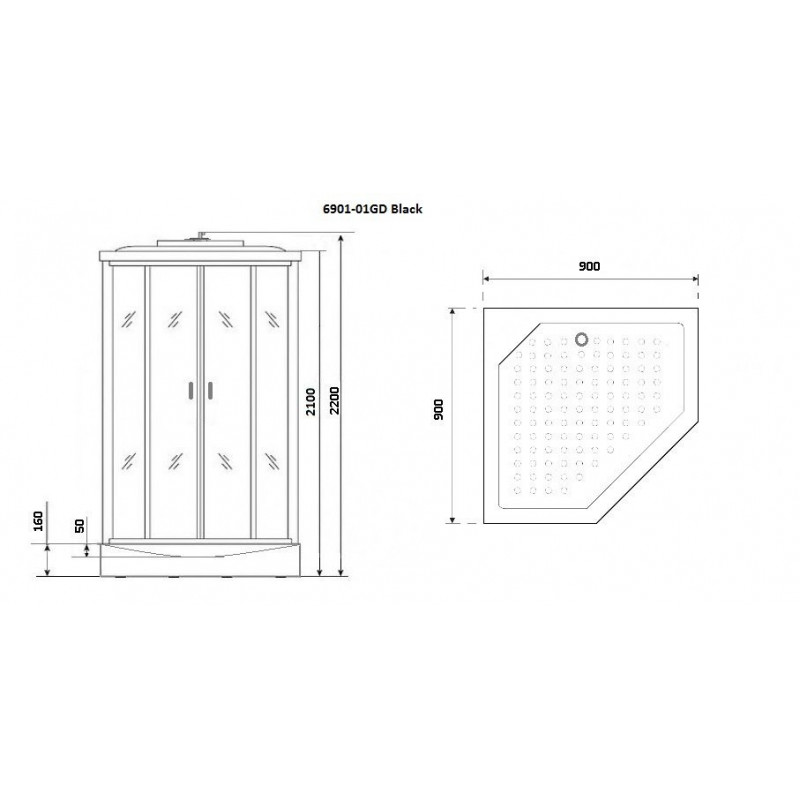Душевая кабина 90x90х210см Niagara NG-6901-01GD BLACK