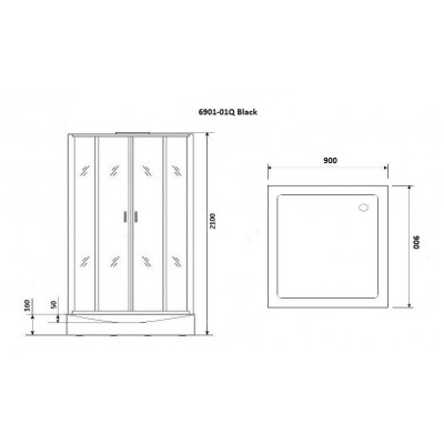 Душевая кабина 90x90х210см Niagara NG-6901-01Q BLACK