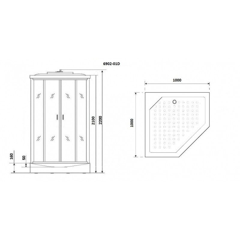 Душевая кабина 100x100х220см Niagara NG-6902-01D BLACK