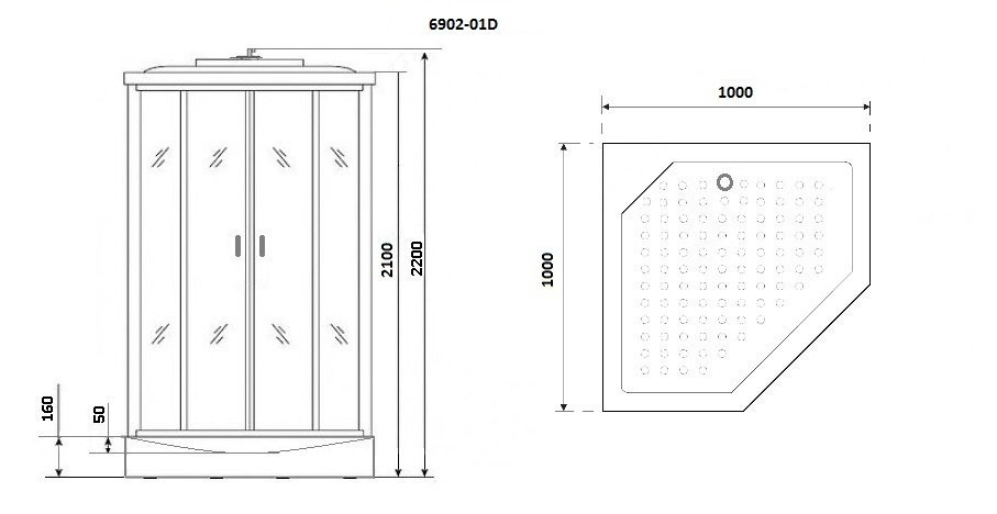 Душевая кабина 100x100х220см Niagara NG-6902-01D BLACK