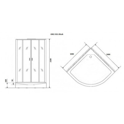 Душевая кабина 100х100х210см Niagara NG-6902-01G BLACK