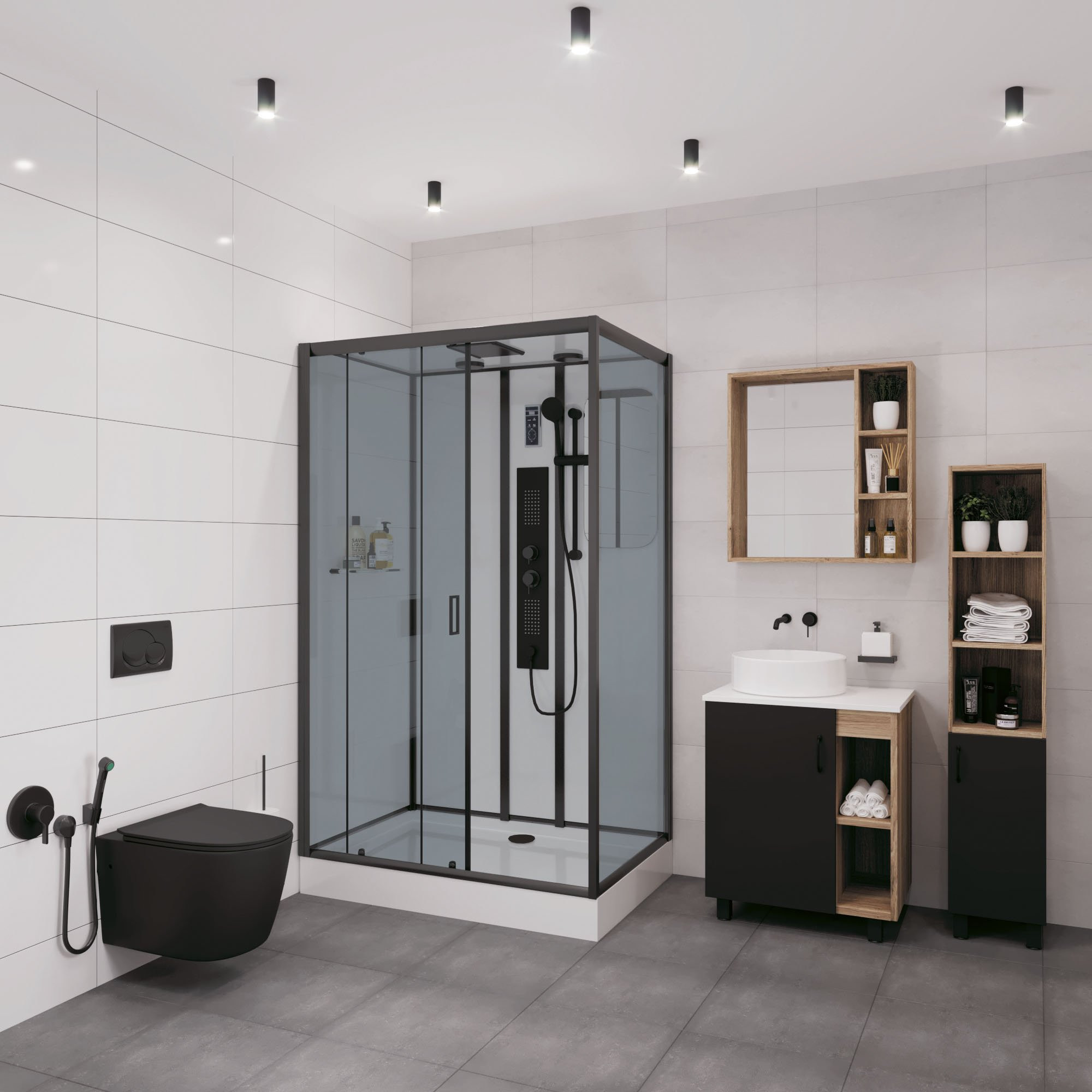 Душевая кабина правая 120x80х210см Niagara NG-6912-01GQR BLACK