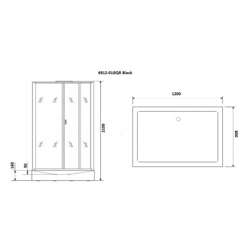 Душевая кабина правая 120x80х210см Niagara NG-6912-01GQR BLACK