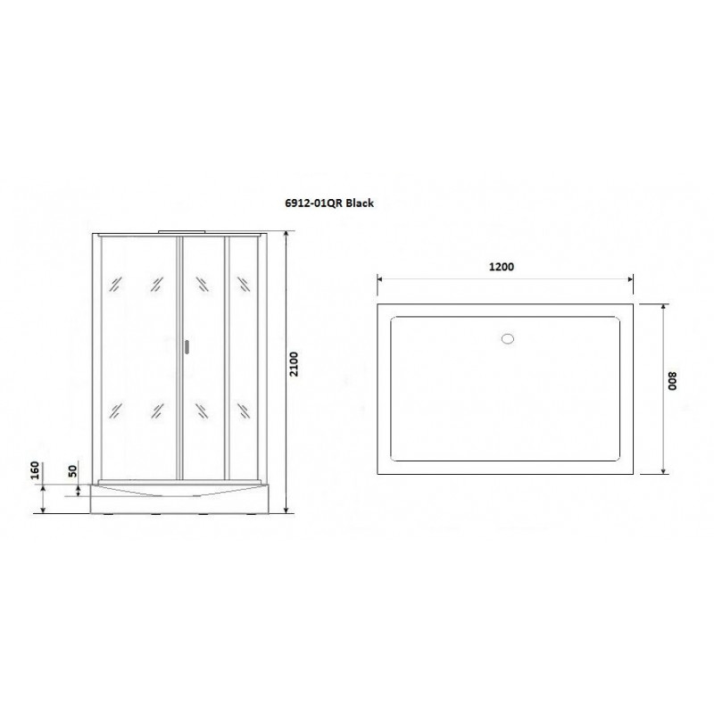 Душевая кабина правая 120x80х210см Niagara NG-6912-01QR BLACK