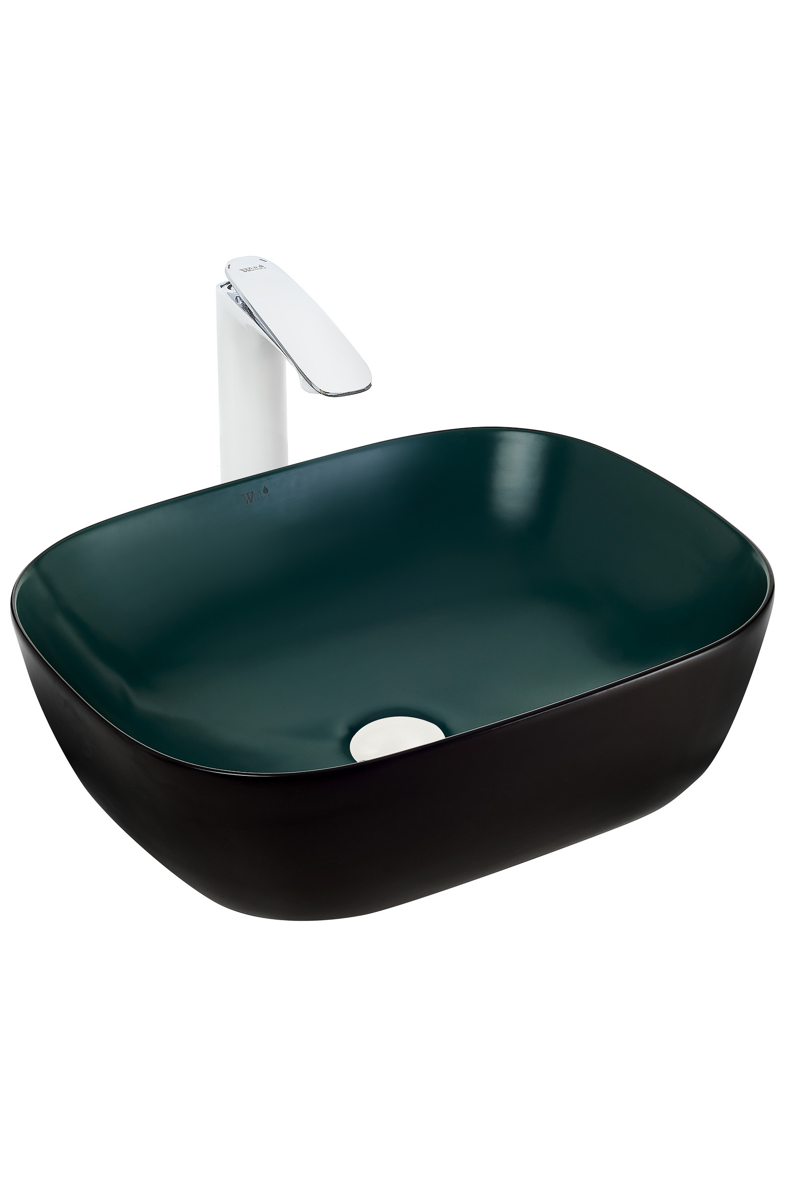 Накладная раковина чёрно-зелёная 49х39,5х15см Welt Wasser WW SK ELBACH M2143 BBG