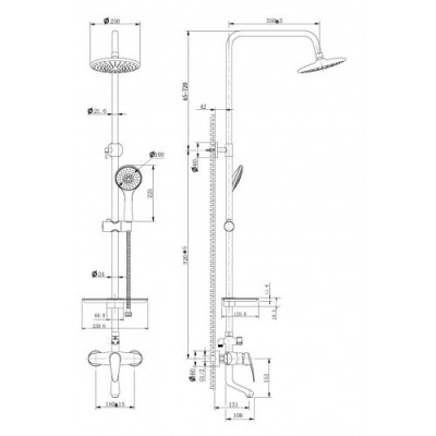 Душевая стойка со смесителем хром Lemark LM0462C