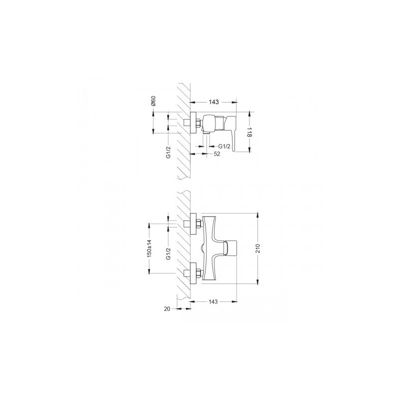 Смеситель для душа хром Lemark LM0503C