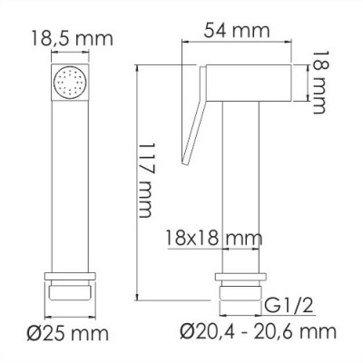 Гигиеническая лейка с фиксатором чёрная WasserKraft Glan A214