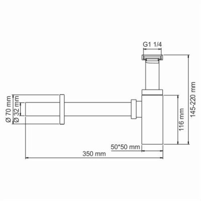 Сифон для раковины чёрный WasserKraft Abens A169