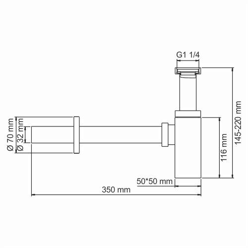 Сифон для раковины чёрный WasserKraft Abens A169