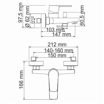Смеситель для ванны хром WasserKRAFT Dill 6151
