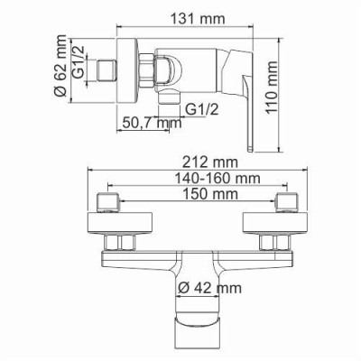 Смеситель для душа хром WasserKRAFT Dill 6102