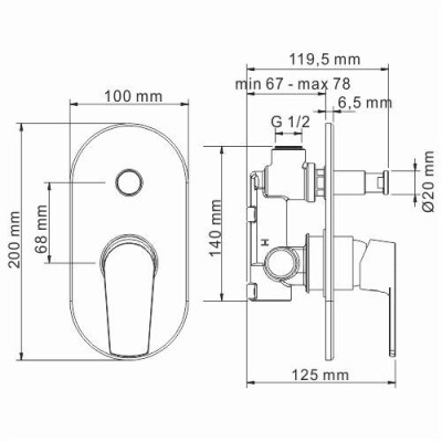 Смеситель для ванны и душа хром WasserKRAFT Dill 6161
