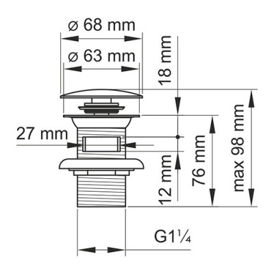 Донный клапан Push-up чёрный WasserKRAFT A080