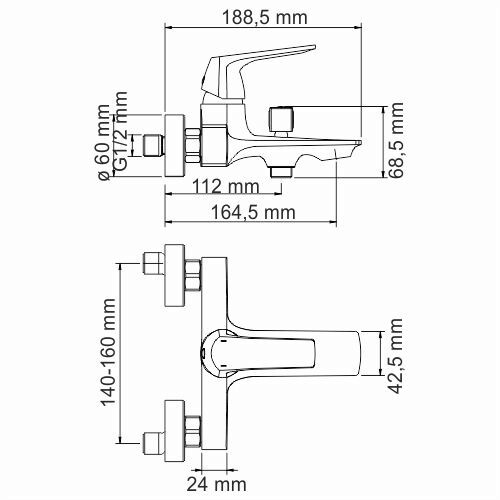 Смеситель для ванны хром WasserKRAFT Neime 1901